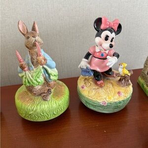 Disney Minnie Mouse and Rabbit Figurine Set - Pink and Green